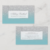 Matig faux zilverglitter blauw ombre make-up visitekaartje (Voorkant / Achterkant)