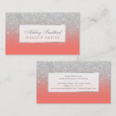 Matig faux zilverglitter coral ombre make-up visitekaartje (Voorkant / Achterkant)
