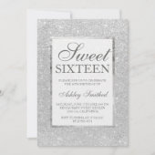 Matig faux zilverglitter elegant chic Sweet 16 Kaart (Voorkant)