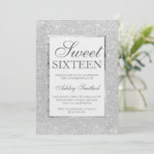 Matig faux zilverglitter elegant chic Sweet 16 Kaart (Staand voorkant)