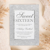 Matig faux zilverglitter elegant chic Sweet 16 Kaart
