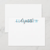 Matig Feminine Script Bold Typography Light Blue Notitiekaartje (Voorkant / Achterkant)