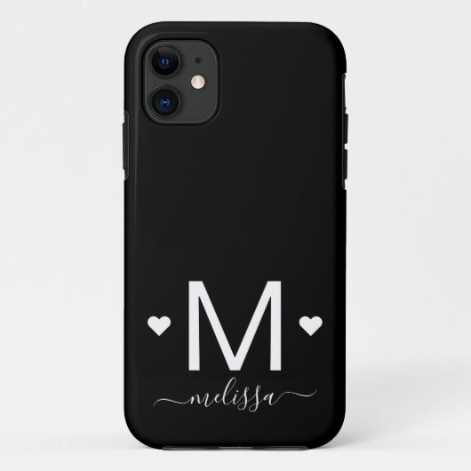 Matig feministisch monogram zwart wit Case-Mate iPhone case (Achterkant)