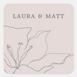 Matig fijn witje roze Floral Vierkante Sticker