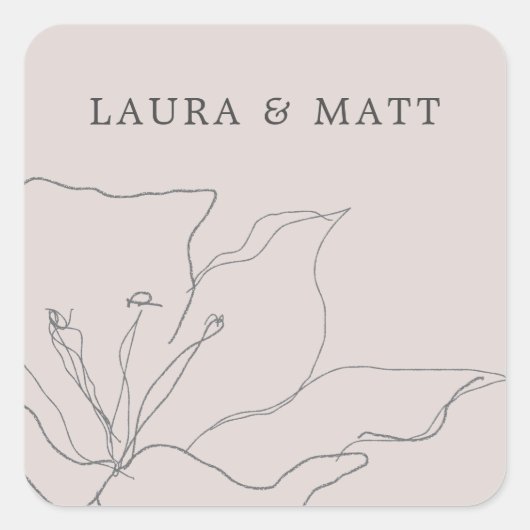 Matig fijn witje roze Floral Vierkante Sticker (Voorkant)