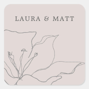 Matig fijn witje roze Floral Vierkante Sticker