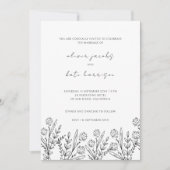 Matig fijne wilde bloem zwart en wit huwelijk kaart (Voorkant)