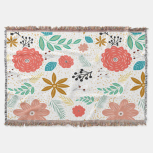Matig Floral Botanical Pattern White Deken