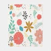 Matig Floral Botanical Pattern White Fleece Deken (Voorkant)