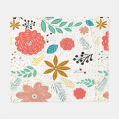 Matig Floral Botanical Pattern White Fleece Deken (Voorkant (Horizontaal))