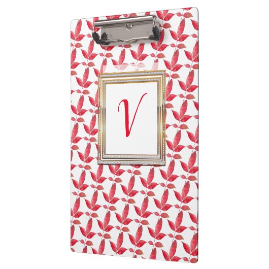 Matig Floral  Botanische Rode Chic Klembord (Links)