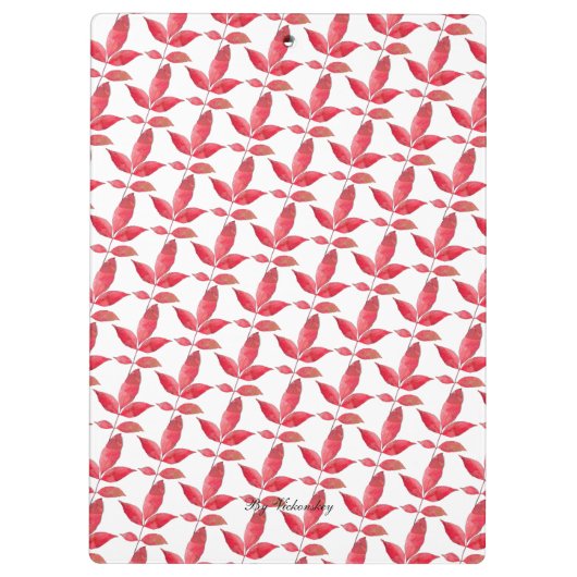 Matig Floral Botanische Rode Chic Klembord (Achterkant)