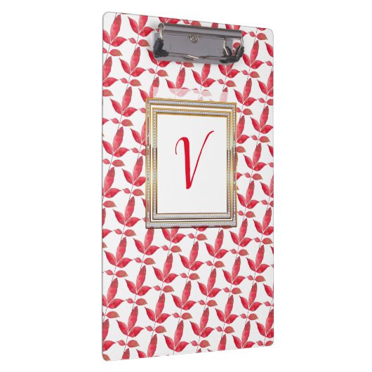 Matig Floral  Botanische Rode Chic Klembord (Rechts)