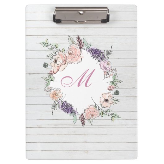 Matig Floral Botanische Waterverf Wood Klembord (Voorkant)