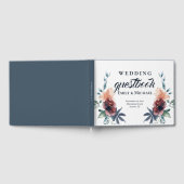 Matig Floral Burgundy Navy Peach Blush Gastenboek (Volledig)