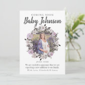 Matig Floral Fotozwangerschap Aankondiging (Staand voorkant)