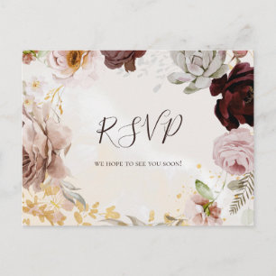 Matig Floral Marble Menu Choice RSVP Briefkaart