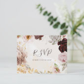 Matig Floral Marble Menu Choice RSVP Briefkaart (Staand voorkant)
