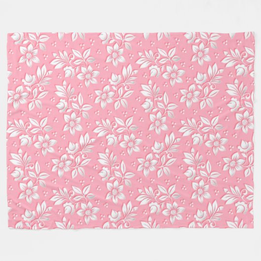 Matig Floral roze wit glas Fleece Deken (Voorkant (Horizontaal))