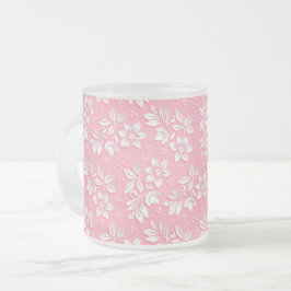 Matig Floral roze wit glas Matglas Koffiemok