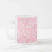 Matig Floral roze wit glas Matglas Koffiemok (Links)