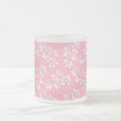 Matig Floral roze wit glas Matglas Koffiemok (Center)