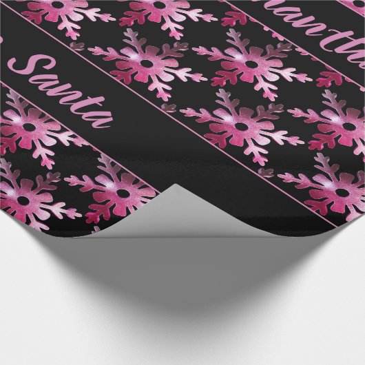 Matig Floral Snowflakes Pattern Black Rood Roze Cadeaupapier (Hoek)