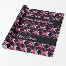 Matig Floral Snowflakes Pattern Black Rood Roze