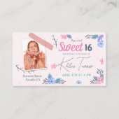 Matig Floral Sweet 16 roze Birthday Informatiekaartje (Voorkant)