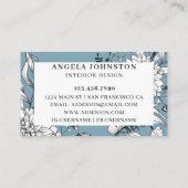 Matig Floral Wildflower Botanical Blue White Visitekaartje (Achterkant)