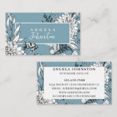 Matig Floral Wildflower Botanical Blue White Visitekaartje (Voorkant / Achterkant)