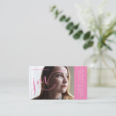 Matig foto-kromme Girly Pink-script monogram Visitekaartje (Staand voorkant)