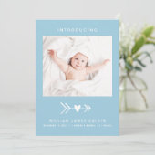 Matig foto - Pijl-blauw baby-jongen Aankondiging (Staand voorkant)