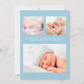 Matig foto - Pijl-blauw baby-jongen Aankondiging (Achterkant)
