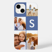 Matig fotocollage blauw initiaal monogram Case-Mate iPhone case (Achterkant)