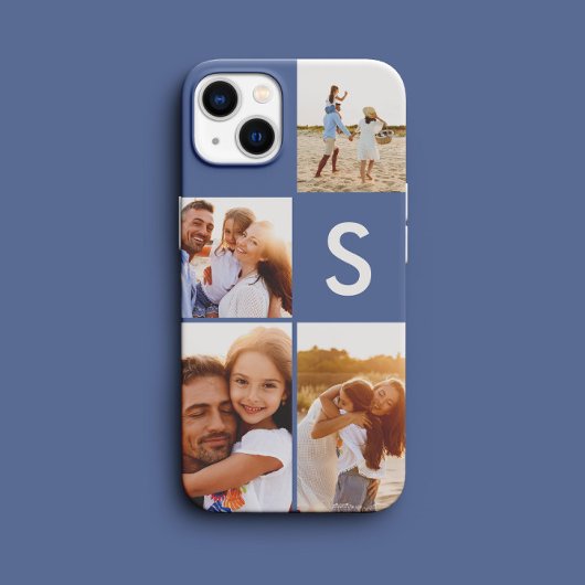 Matig fotocollage blauw initiaal monogram Case-Mate iPhone case