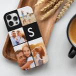 Matig fotocollage monogram zwart initiaal Case-Mate iPhone case<br><div class="desc">Moderne foto collage zwart initiaal monogram ontwerp. Een modern design met meerdere foto's. Verander de kleur om aan te passen. Een deel van een collectie.</div>