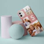 Matig fotocollage monogram zwart initiaal Case-Mate iPhone case<br><div class="desc">Moderne foto collage zwart initiaal monogram ontwerp. Een modern design met meerdere foto's. Verander de kleur om aan te passen. Een deel van een collectie.</div>