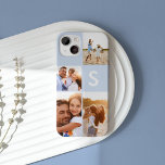 Matig fotocollage monogram zwart initiaal Case-Mate iPhone case<br><div class="desc">Moderne foto collage zwart initiaal monogram ontwerp. Een modern design met meerdere foto's. Verander de kleur om aan te passen. Een deel van een collectie.</div>