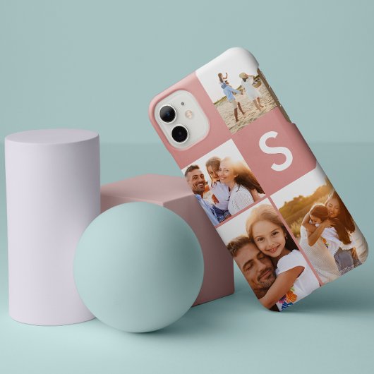 Matig fotocollage monogram zwart initiaal Case-Mate iPhone case