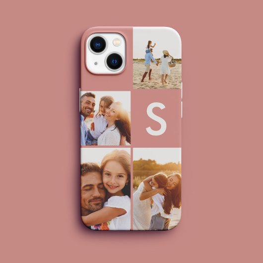 Matig fotocollage monogram zwart initiaal Case-Mate iPhone case