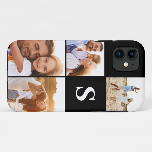 Matig fotocollage monogram zwart initiaal Case-Mate iPhone case (Achterkant (horizontaal))