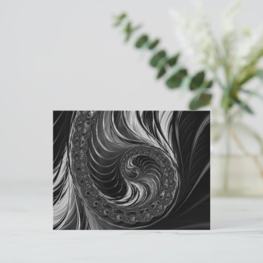 Matig Fractal Black White Nautilus Golden ratio Briefkaart (Staand voorkant)