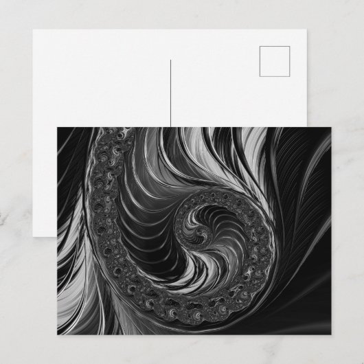 Matig Fractal Black White Nautilus Golden ratio Briefkaart (Voorkant / Achterkant)