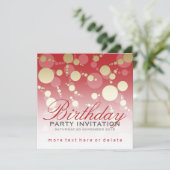 Matig - Funky Red Gold Party - Birthday - uitnodig Kaart (Staand voorkant)