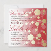 Matig - Funky Red Gold Party - Birthday - uitnodig Kaart (Achterkant)