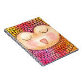 Matig Funky Sleepy Owl Mixed Media Painting Notitieboek (Rechterzijde)