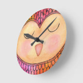 Matig Funky Sleepy Owl Mixed Media Painting Ronde Klok (Hoek)