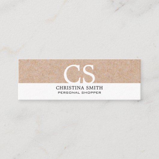 Matig gebold Monogram Kraft Gedrukt Schone Wit Mini Visitekaartje (Voorkant)