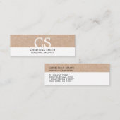 Matig gebold Monogram Kraft Gedrukt Schone Wit Mini Visitekaartje (Voorkant / Achterkant)